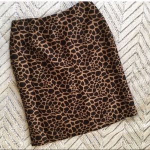 Ann Taylor Giraffe Silk Pencil Skirt Size 4